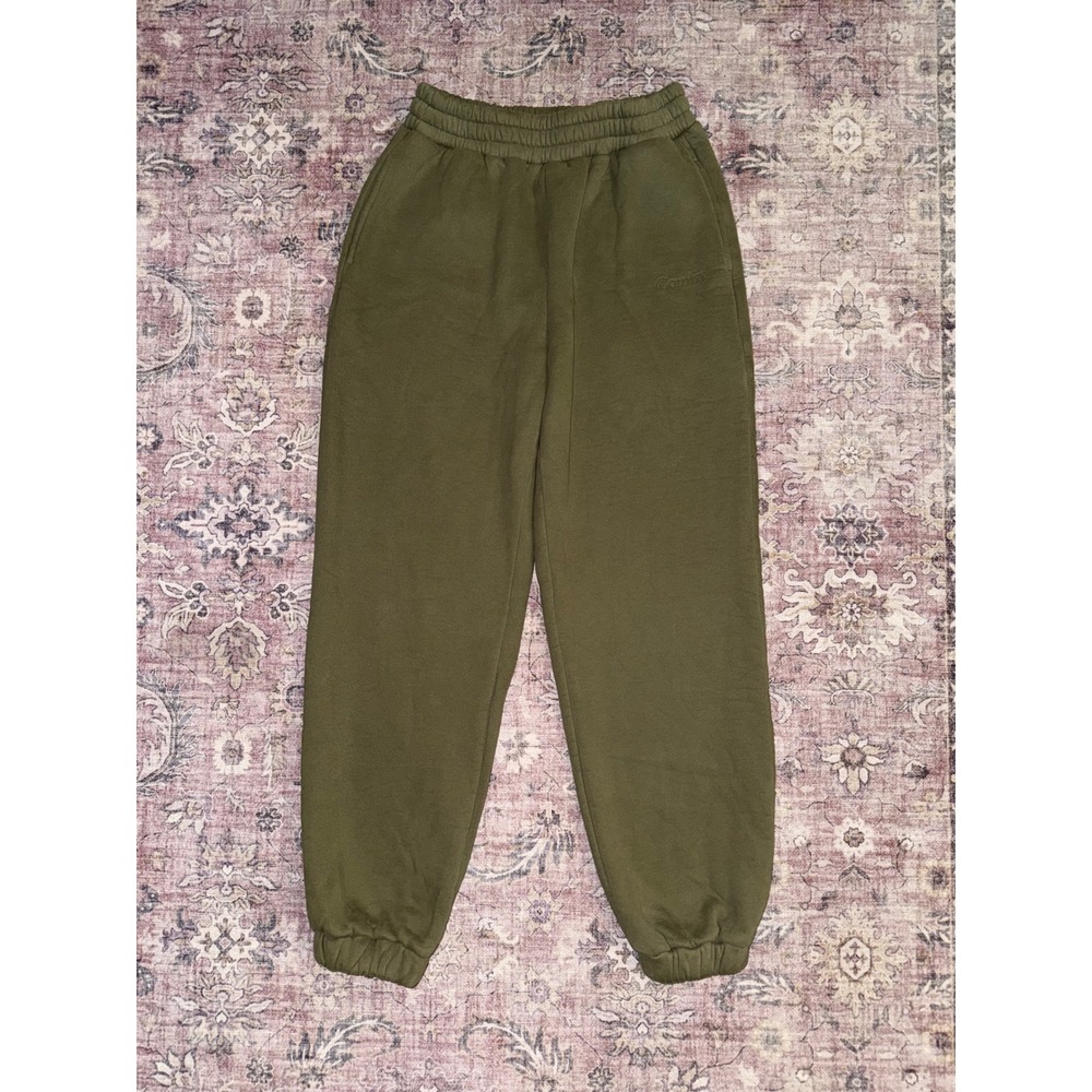Comfrt Olive Green Fleece Lined Sweatpants Joggers Mens Large High Rise Relaxed